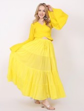 Gonne da donna 12 iarde tribali ATS/cotone/4 strati bohemien/flamenco - giallo