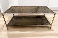 Tavolino Vetro Fumè E Ottone Vintage Design Anni 70