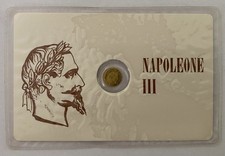 Tessera commemorativa con micro moneta placata oro NAPOLEONE III vintage