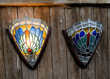 coppia aplique lampade a muro vintage Tiffany vetro cattedrale