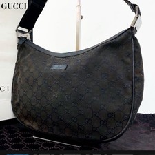 Borsa a tracolla Gucci in tela Gg a forma di mezzaluna nera