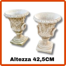 Coppia vasi vaso in cemento pietra fioriera da per giardino esterno interno H43