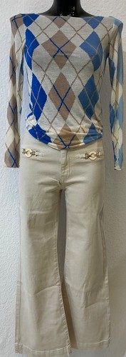 Pantaloni jeans donna beige - pantaloni,