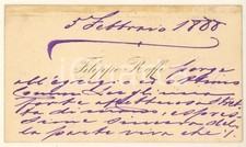 1888 BOLOGNA Filippo ROFFI - Biglietto AUTOGRAFO condoglianze