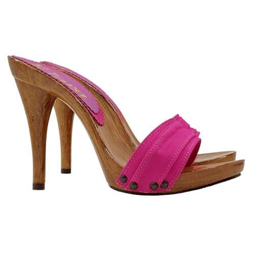 Zoccoli fucsia con tacco - fucsia, 12-