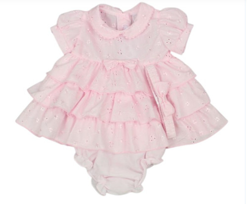 Vestito rosa bambina broderie - bambina,