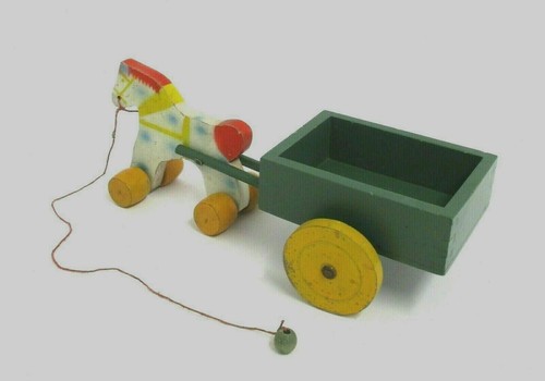 Carretto con cavallo legno - cavallo, in