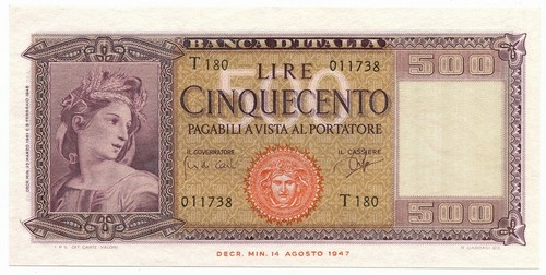 500 lire italia ornata - 500,
