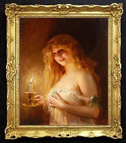 Antico dipinto olio fatto - , a