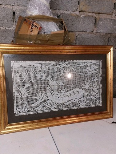 Quadro ricamato antico ricamo - quadro,
