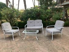 SET 4 PZ SALOTTO SALOTTINO DA GIARDINO ESTERNO In Acciaio Con Cuscini