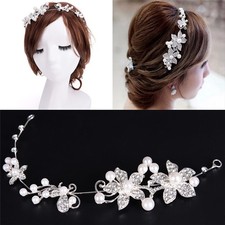 Nuova fascia cristallo strass perle argento festa matrimonio diadema taglio capelli sposa