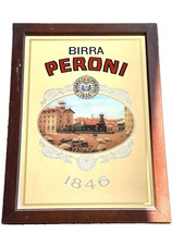 Specchio Pubblicitario Birra Peroni 1846 Vintage Anni '70 Cornice Legno 60×40cm