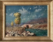 Rosario Di Fazio (1892/1958) Pittore Siciliano Dipinto Olio Su Tavola Paesaggio