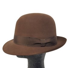 BOMBETTA PANIZZA CAPPELLO CLASSICO FELTRO MARRONE SPUGNA FEDORA FUR FELT HAT