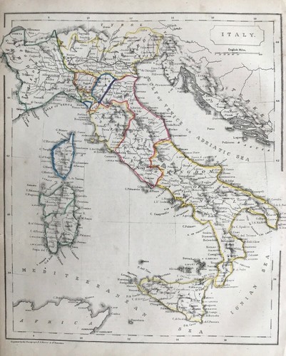 Mappa antica 1842 - ;, italia