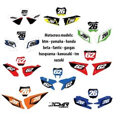 Kit Grafiche Adesivi 3 Tabelle Porta numero Personalizzate per tutti Motocross