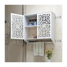 Mobiletto Da Bagno A Parete Con Portasciugamani Armadietto In Mdf A 2 Livelli