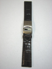 1 CINTURINO PELLE STAMPA ALLIGATORE CHIUSURA DEPLOYANTE DA 22 MM. MARRONE SCURO