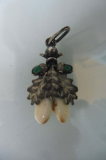 Bellissimo, Vecchio Ciondolo In Argento 900 Con Granelli E Smeraldi