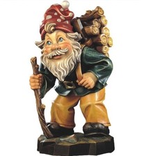 GNOMO PORTALEGNA CM 10 SCOLPITO IN LEGNO DELLA VALGARDENA DECORATO A MANO