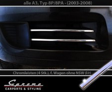 Per AUDI A3 8P 8PA 2003-08 senza NSW - 3M modanature cromate per griglia inferiore