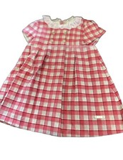 Abito Mayoral a quadri con colletto rosa super morbido bottoni schiena 12 Mos nuovo con etichette