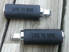 Pedane pedalini antivibra gomma cromati Harley passeggero guidatore LIVE TO RIDE