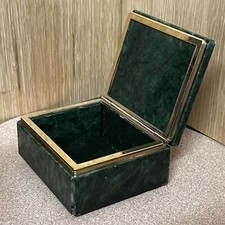 Emerald Green Alabaster Jewellery Trinket Box limestone onyx Genuine Hand Italy
