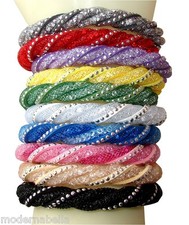 Brillante Bracciale Braccialetto cristalli Strass da donna Treccia colorata 