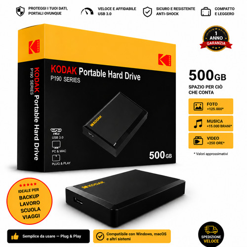Kodak p190 500gb disco - p190,
