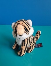 "TRUDI", mini peluche Tigre, colore giallo ocra e nero, altezza 9 cm.