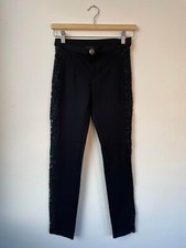 Pantaloni slim Philipp Plein Donna XS Nero Ricamato Strass Pre Owned