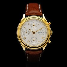 Mondia Chronograph steel gold 38 mm automatic Valjoux 7750 + box