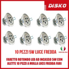 FARETTO ROTONDO LED AD INCASSO 5W CON ALETTE 10 PEZZI A MOLLA LUCE FREDDA FARI