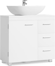 Mobile Sottolavabo per Bagno, Mobiletto Da Bagno, 3 Cassetti Laterali, 2 Scompar