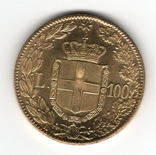 100 LIRE ORO - UMBERTO  I°