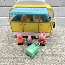 Peppa Pig Camper Giallo con Tenda Blu con Personaggi Persone Ottimo Gioco Set