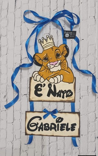 Fiocco nascita simba legno - fiocco,