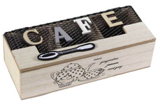 SCATOLA CONTENITORE PORTA BUSTINE THE TE TISANE TEA CIALDE COFANETTO LEGNO 24 cm