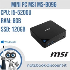 Mini PC Computer MSI  MS-B096 Cpu i5-5200u 8gb RAM SSD 120gb HDMI  Win10 Pro