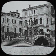 VENICE A VENETIAN BRIDGE C1890 OLD PHOTOGRAPH Magic Lantern Slide ITALY VENEZIA