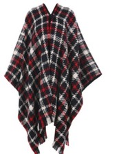 Bellissima Cappa Moschino Fantasia Scozzese Frange All'orlo