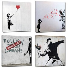 Canvashop Quadri moderni Banksy 4 pezzi quadro stampa su tela street art pop