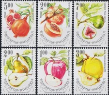 Bulgaria 1993 alberi da frutto mele pesca pera melograno fico piante cibo 6v MNH