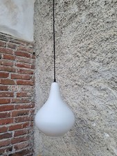 Lampadario Vetro Opalino Bianco Vintage Opalina a forma di Pera Glass 