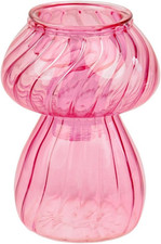 - Portacandele in Vetro a Forma Di Fungo Rosa, Elegante Decorazione Natalizia Da