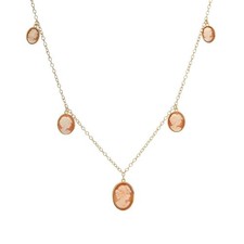Collana con ciondolo cammeo italiano "Colibri" cammeo conchiglia ritratto graduato