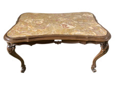 Tavolino basso da salotto piano marmo sagomato gambe intagliate prima meta' d...