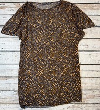 Abito corto donna Zara grande nero marrone vestibilità ampia manica corta a pois